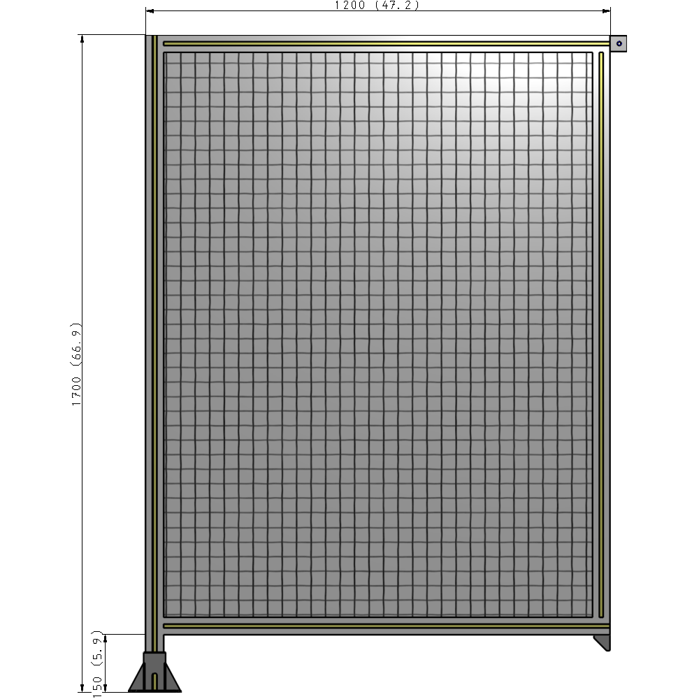 A1-1700-1200-0150-TYMFK SINGLE PANEL-LEG ON LEFT WITH TIE PLATES AND ANGLE 1700MM X 1200MM 1" MESH, AS A KIT