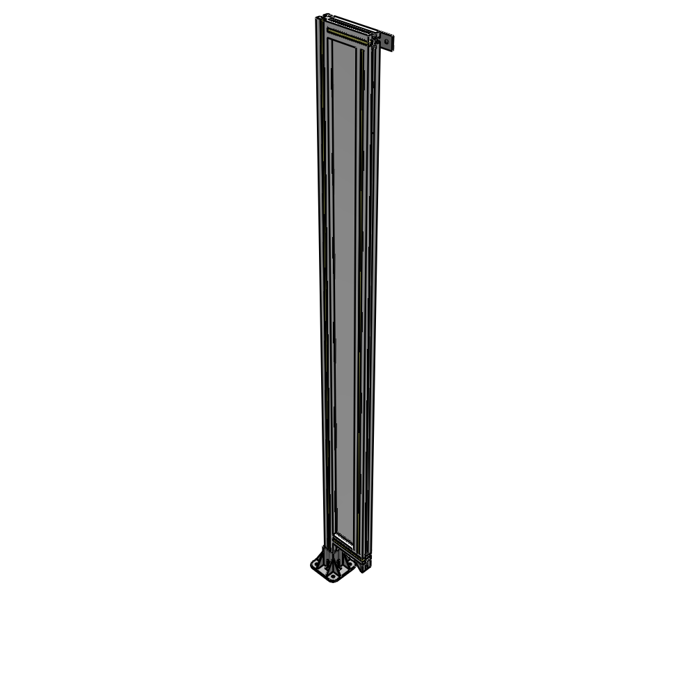 A1-2135-0200-0150-TYPFA SINGLE PANEL-LEG ON LEFT WITH TIE PLATES AND ANGLE 2135MM X 200MM 1/4" POLYCARBONATE, ASSEMBLED