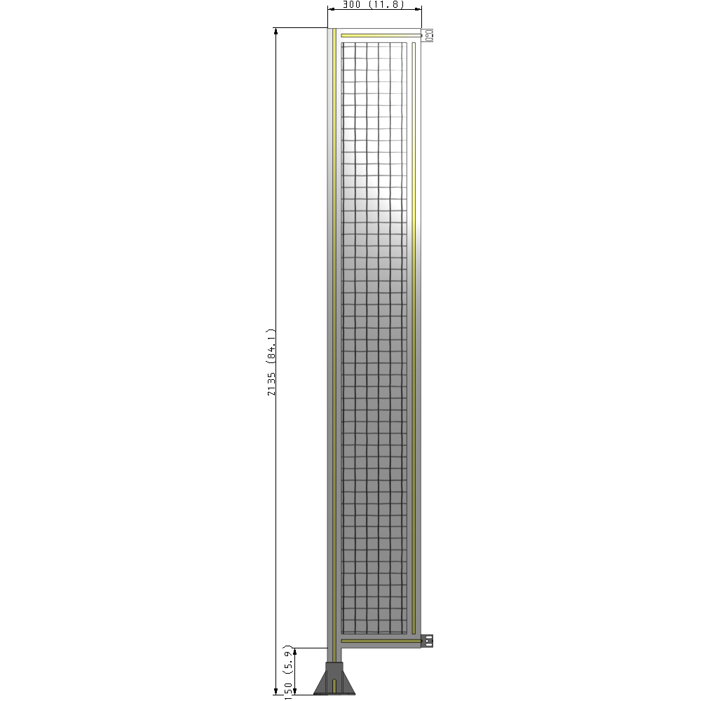 A1-2135-0300-0150-HYMFK SINGLE PANEL-LEG ON LEFT WITH HINGES 2135MM X 300MM  1" MESH, AS A KIT