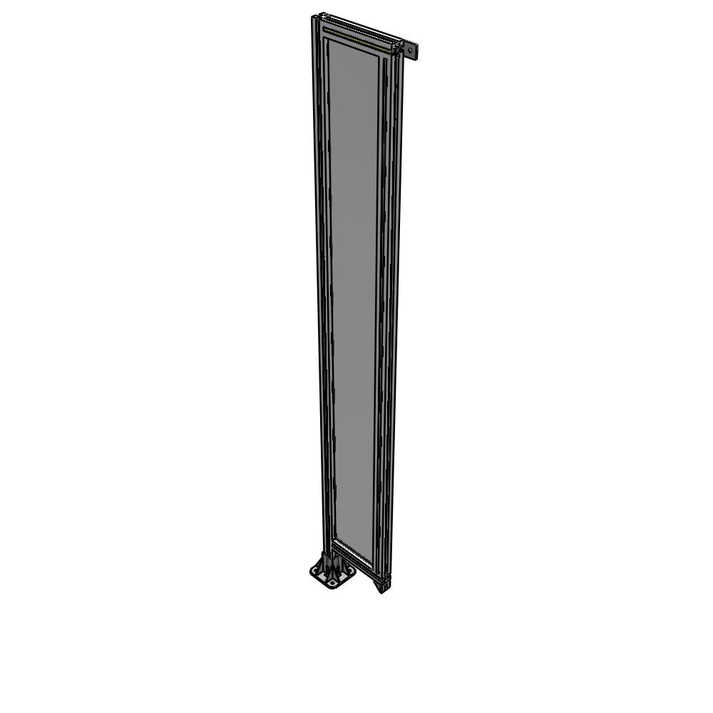 A1-2135-0300-0150-TYPFA SINGLE PANEL-LEG ON LEFT WITH TIE PLATES AND ANGLE 2135MM X 300MM 1/4" POLYCARBONATE, ASSEMBLED