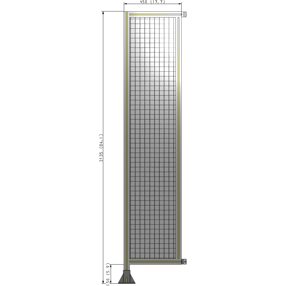 A1-2135-0450-0150-HYMFK SINGLE PANEL-LEG ON LEFT WITH HINGES 2135MM X 450MM 1" MESH, AS A KIT