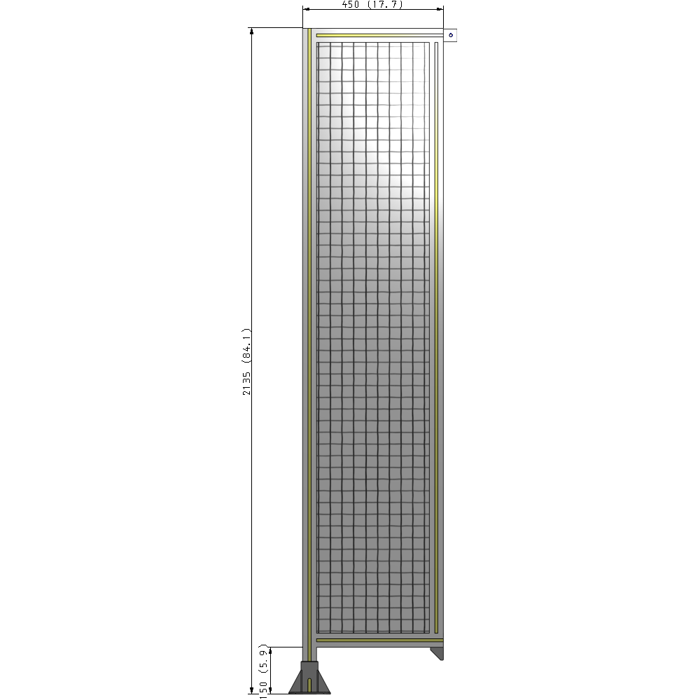A1-2135-0450-0150-TYMFK SINGLE PANEL-LEG ON LEFT WITH TIE PLATES AND ANGLE 2135MM X 450MM 1" MESH, AS A KIT