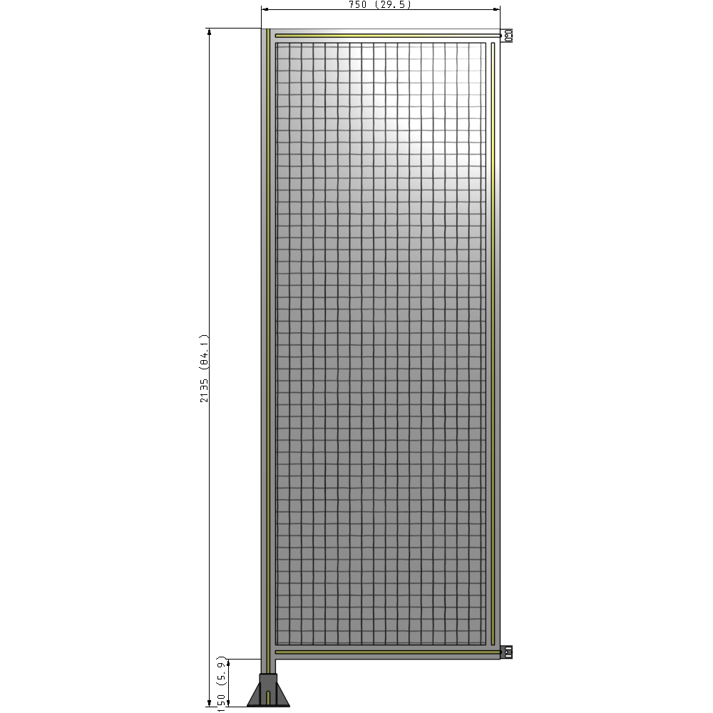 A1-2135-0750-0150-HYMFK SINGLE PANEL-LEG ON LEFT WITH HINGES 2135MM X 750MM 1" MESH, AS A KIT