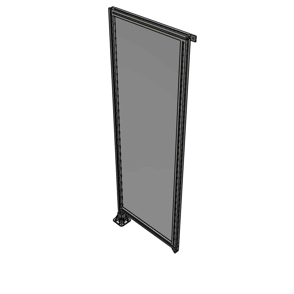 A1-2135-0750-0150-TYPFA SINGLE PANEL-LEG ON LEFT WITH TIE PLATES AND ANGLE 2135MM X 750MM 1/4" POLYCARBONATE, ASSEMBLED