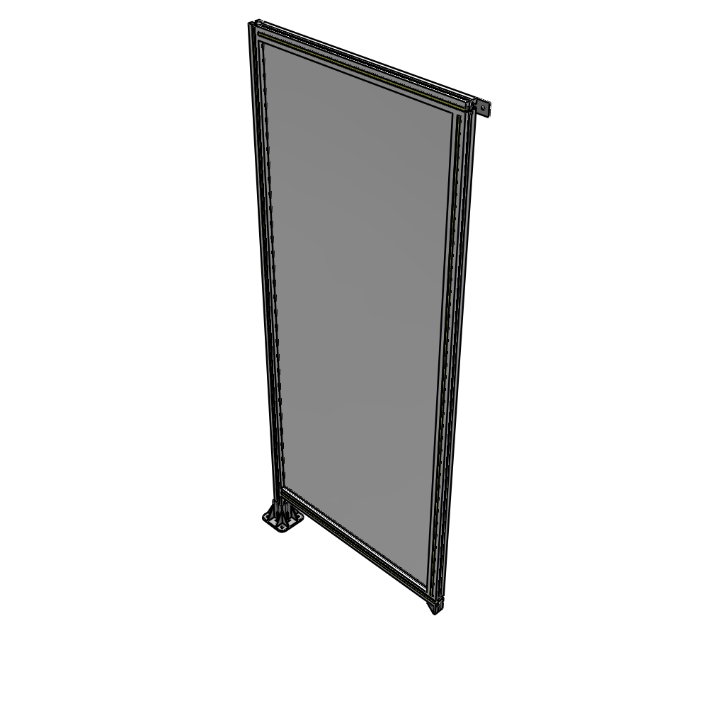 A1-2135-0900-0150-TYPFA SINGLE PANEL-LEG ON LEFT WITH TIE PLATES AND ANGLE 2135MM X 900MM 1/4" POLYCARBONATE, ASSEMBLED