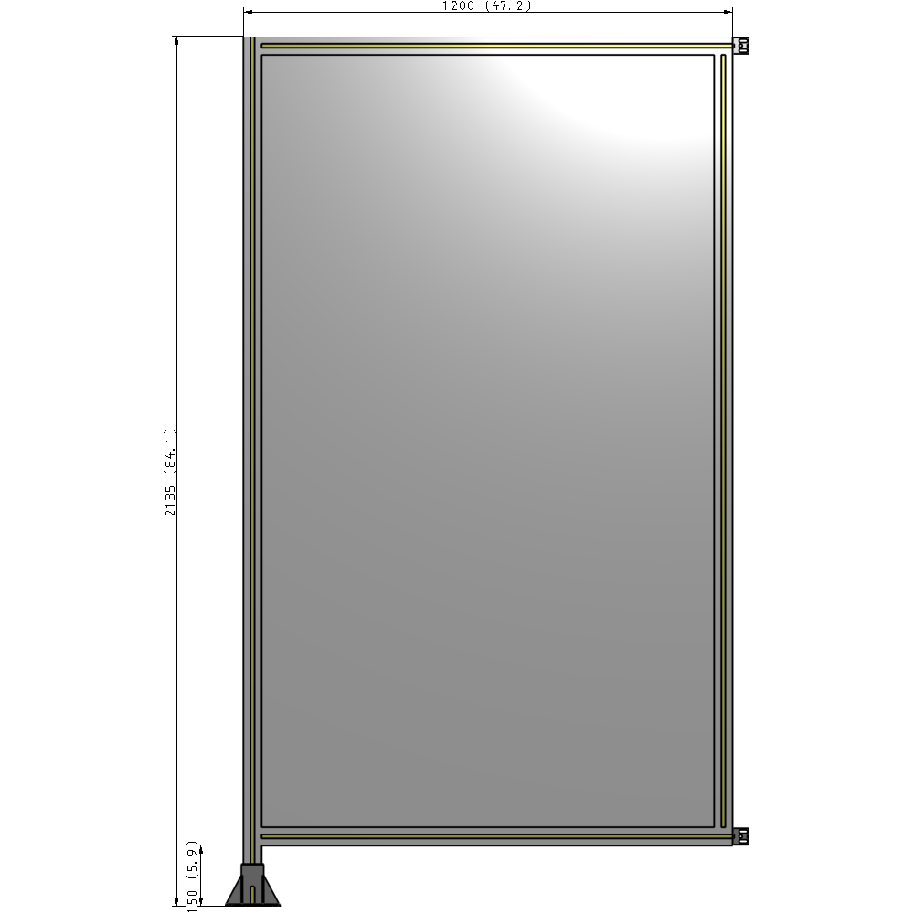 A1-2135-1200-0150-HYPFK SINGLE PANEL-LEG ON LEFT WITH HINGES 2135MM X 1200MM  1/4" POLYCARBONATE, AS A KIT