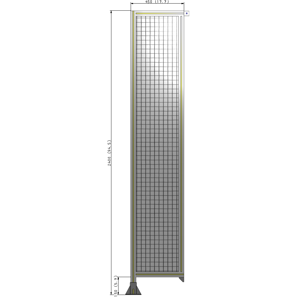 A1-2400-0450-0150-TYMFK SINGLE PANEL-LEG ON LEFT WITH TIE PLATES AND ANGLE 2400MM X 450MM  1" MESH, AS A KIT