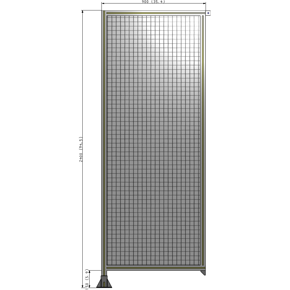 A1-2400-0900-0150-TYMFK SINGLE PANEL-LEG ON LEFT WITH TIE PLATES AND ANGLE 2400MM X 900MM  1" MESH, AS A KIT