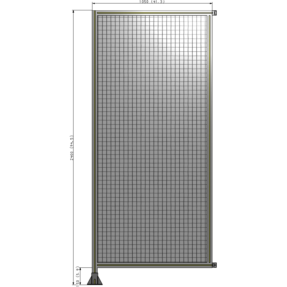A1-2400-1050-0150-HYMFA SINGLE PANEL-LEG ON LEFT WITH HINGES 2400MM X 1050MM 1" MESH, FULLY ASSEMBLED