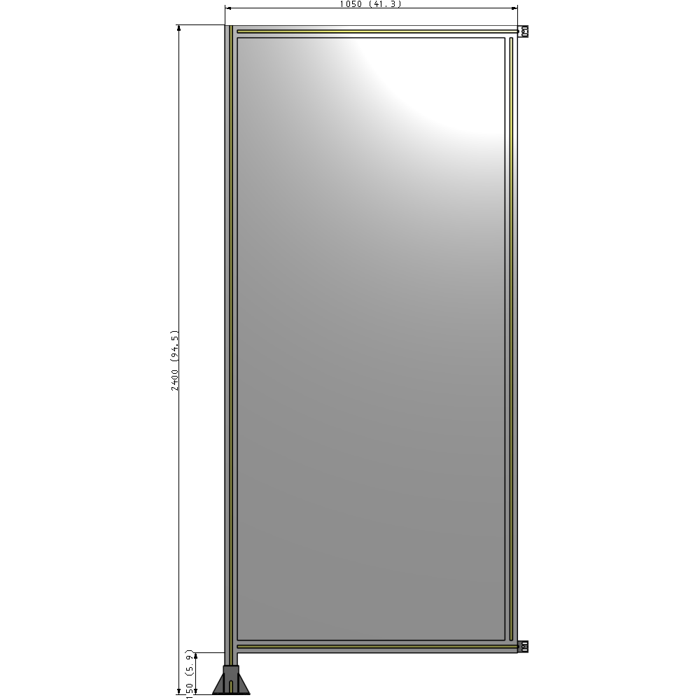A1-2400-1050-0150-HYPFK SINGLE PANEL-LEG ON LEFT WITH HINGES 2400MM X 1050MM 1/4" POLYCARBONATE, AS A KIT