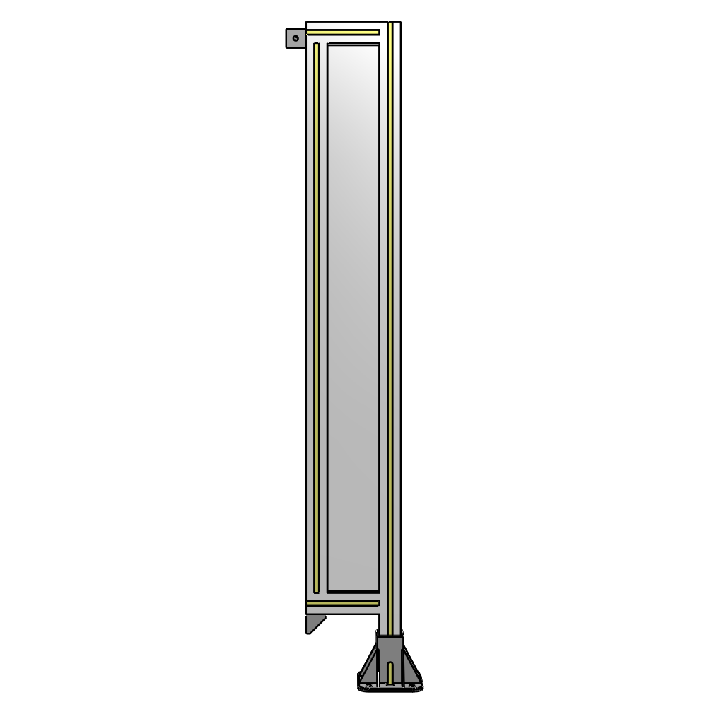 A2-1400-0200-0150-TYPFK SINGLE PANEL-LEG ON RIGHT WITH TIE PLATES AND ANGLE 1400MM X 200MM 1/4" POLYCARBONATE, AS A KIT