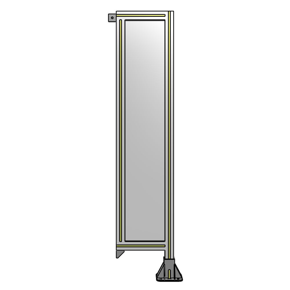 A2-1400-0300-0150-TYPFA SINGLE PANEL-LEG ON RIGHT WITH TIE PLATES AND ANGLE 1400MM X 300MM  1/4" POLYCARBONATE, ASSEMBLED