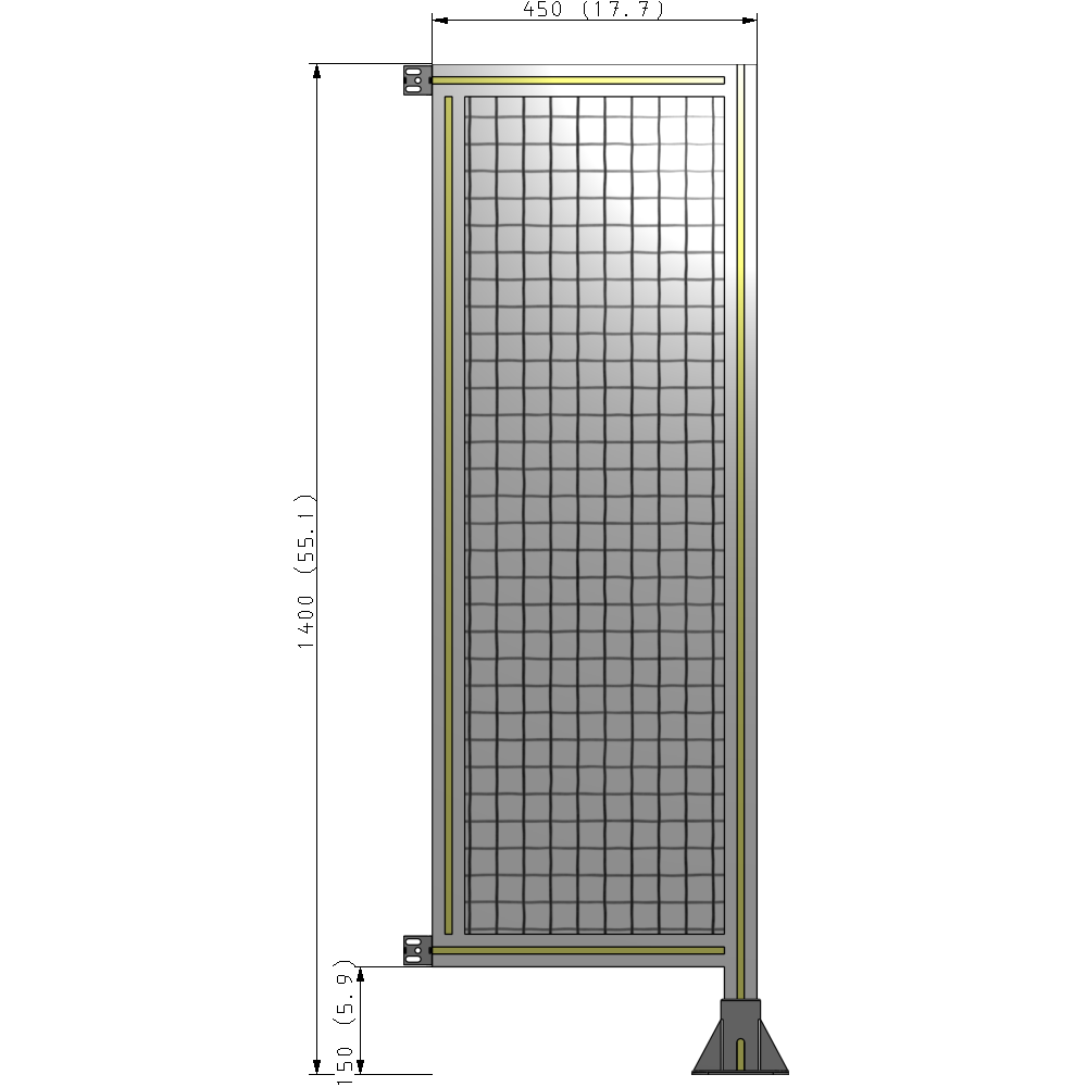 A2-1400-0450-0150-HYMFK SINGLE PANEL-LEG ON RIGHT WITH HINGES 1400MM X 450MM 1" MESH, AS A KIT