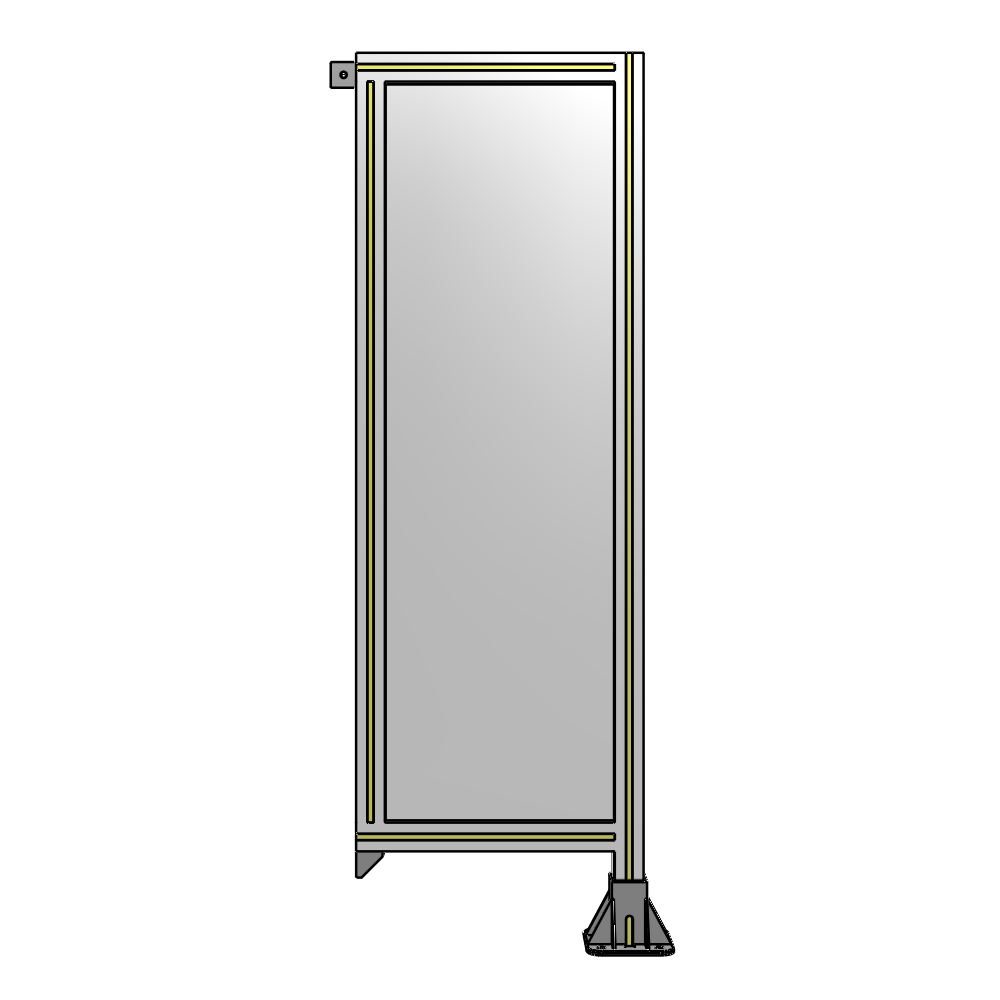A2-1400-0450-0150-TYPFA SINGLE PANEL-LEG ON RIGHT WITH TIE PLATES AND ANGLE 1400MM X 450MM  1/4" POLYCARBONATE, ASSEMBLED