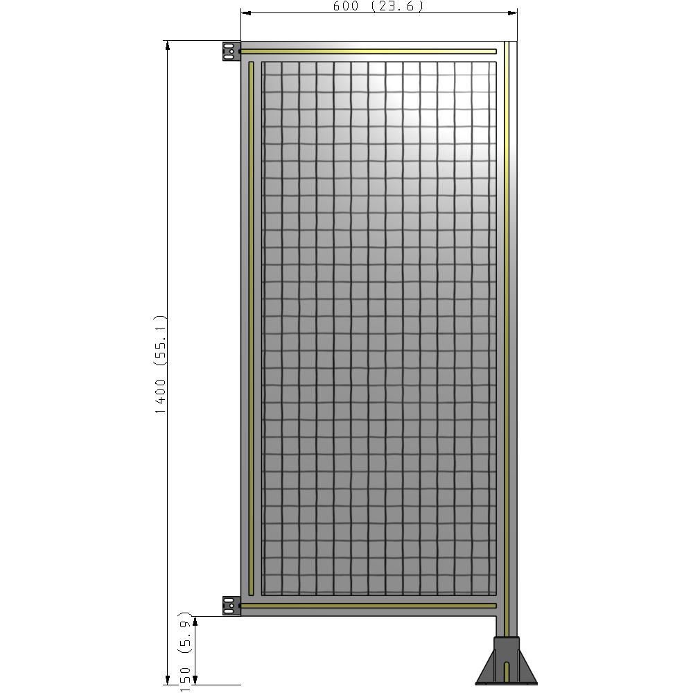 A2-1400-0600-0150-HYMFK SINGLE PANEL-LEG ON RIGHT WITH HINGES 1400MM X 600MM 1" MESH, AS A KIT