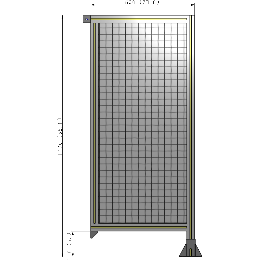 A2-1400-0600-0150-TYMFK SINGLE PANEL-LEG ON RIGHT WITH TIE PLATES AND ANGLE 1400MM X 600MM  1" MESH, AS A KIT