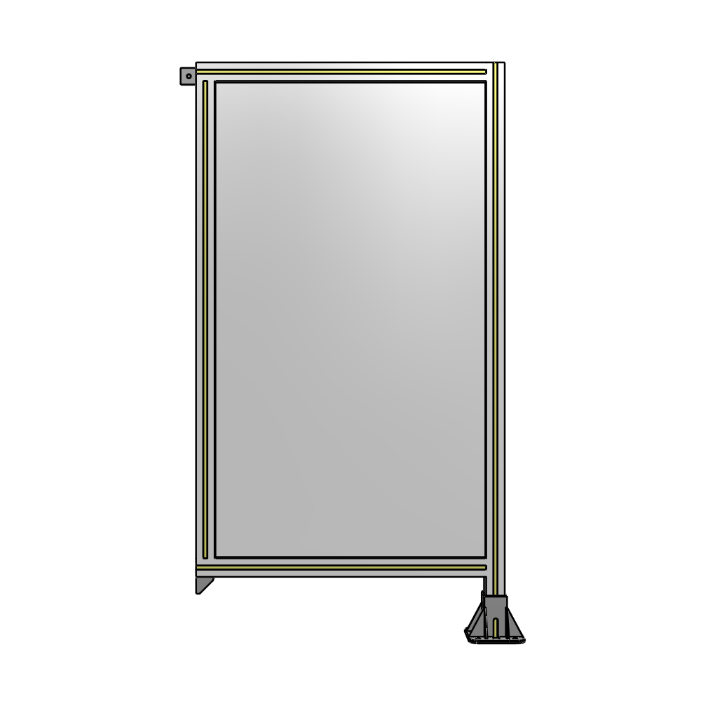 A2-1400-0750-0150-TYPFA SINGLE PANEL-LEG ON RIGHT WITH TIE PLATES AND ANGLE 1400MM X 750MM 1/4" POLYCARBONATE, ASSEMBLED
