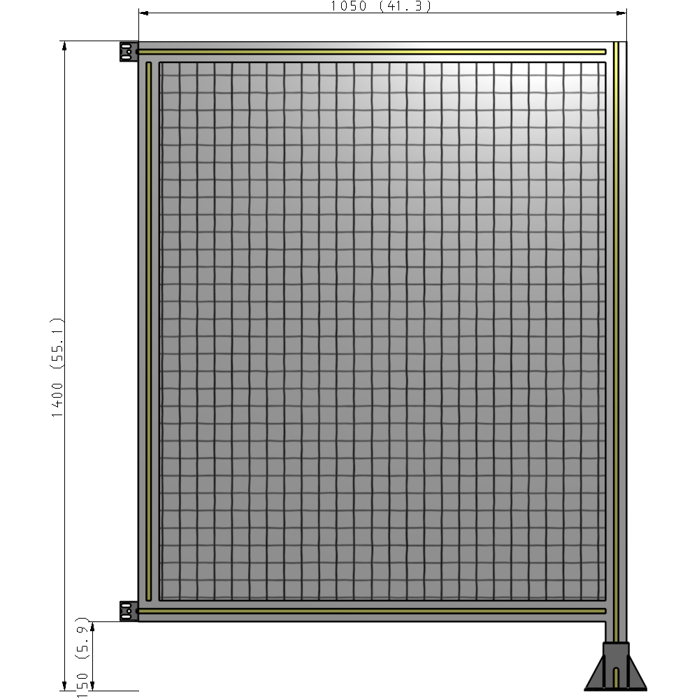 A2-1400-1050-0150-HYMFK SINGLE PANEL-LEG ON RIGHT WITH HINGES 1400MM X 1050MM 1" MESH, AS A KIT