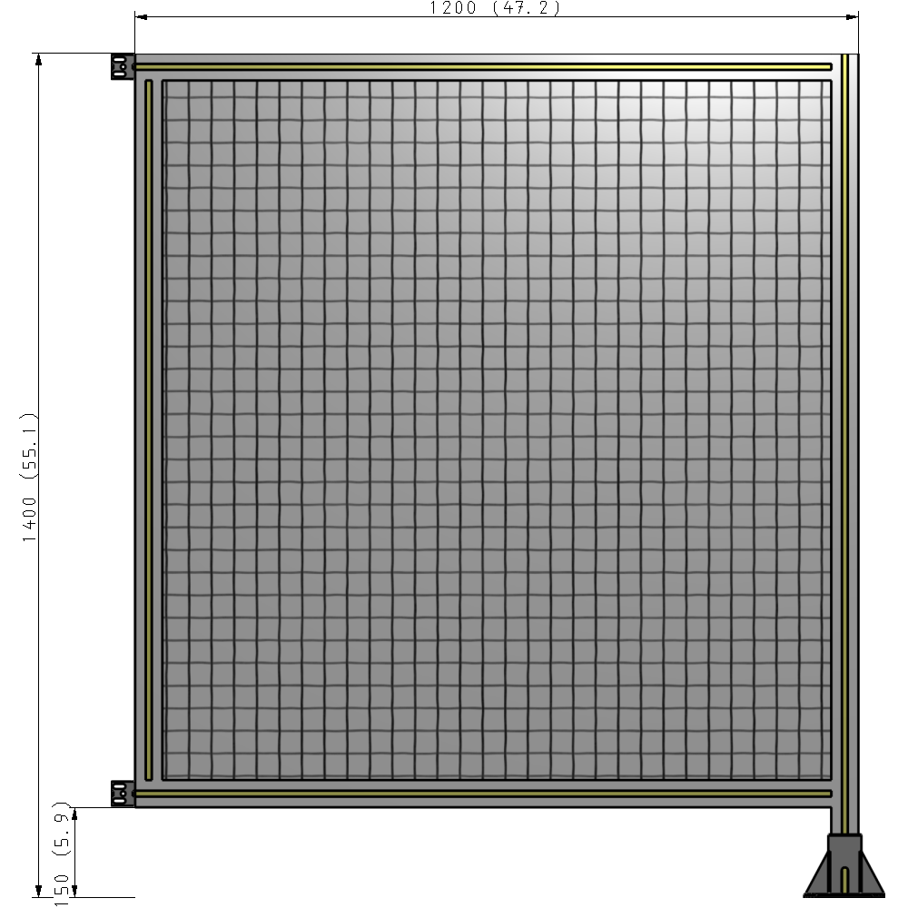 A2-1400-1200-0150-HYMFK SINGLE PANEL-LEG ON RIGHT WITH HINGES 1400MM X 1200MM 1" MESH, AS A KIT
