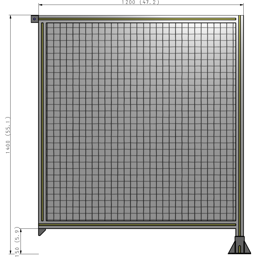 A2-1400-1200-0150-TYMFA SINGLE PANEL-LEG ON RIGHT WITH TIE PLATES AND ANGLE 1400MM X 1200MM 1" MESH, FULLY ASSEMBLED