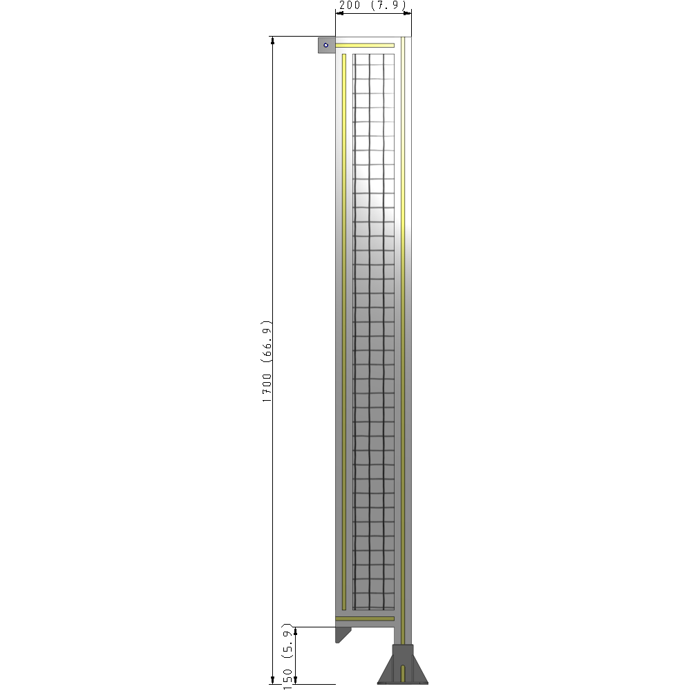 A2-1700-0200-0150-TYMFK SINGLE PANEL-LEG ON RIGHT WITH TIE PLATES AND ANGLE 1700MM X 200MM 1" MESH, AS A KIT