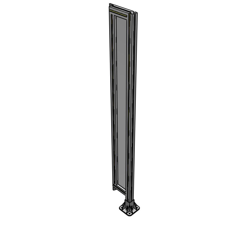 A2-1700-0200-0150-TYPFA SINGLE PANEL-LEG ON RIGHT WITH TIE PLATES AND ANGLE 1700MM X 200MM 1/4" POLYCARBONATE, ASSEMBLED