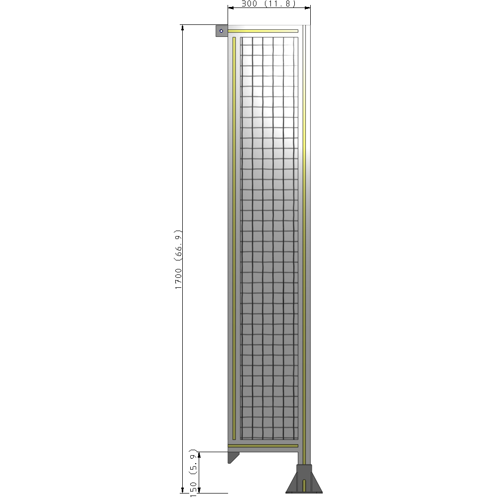 A2-1700-0300-0150-TYMFK SINGLE PANEL-LEG ON RIGHT WITH TIE PLATES AND ANGLE 1700MM X 300MM  1" MESH, AS A KIT