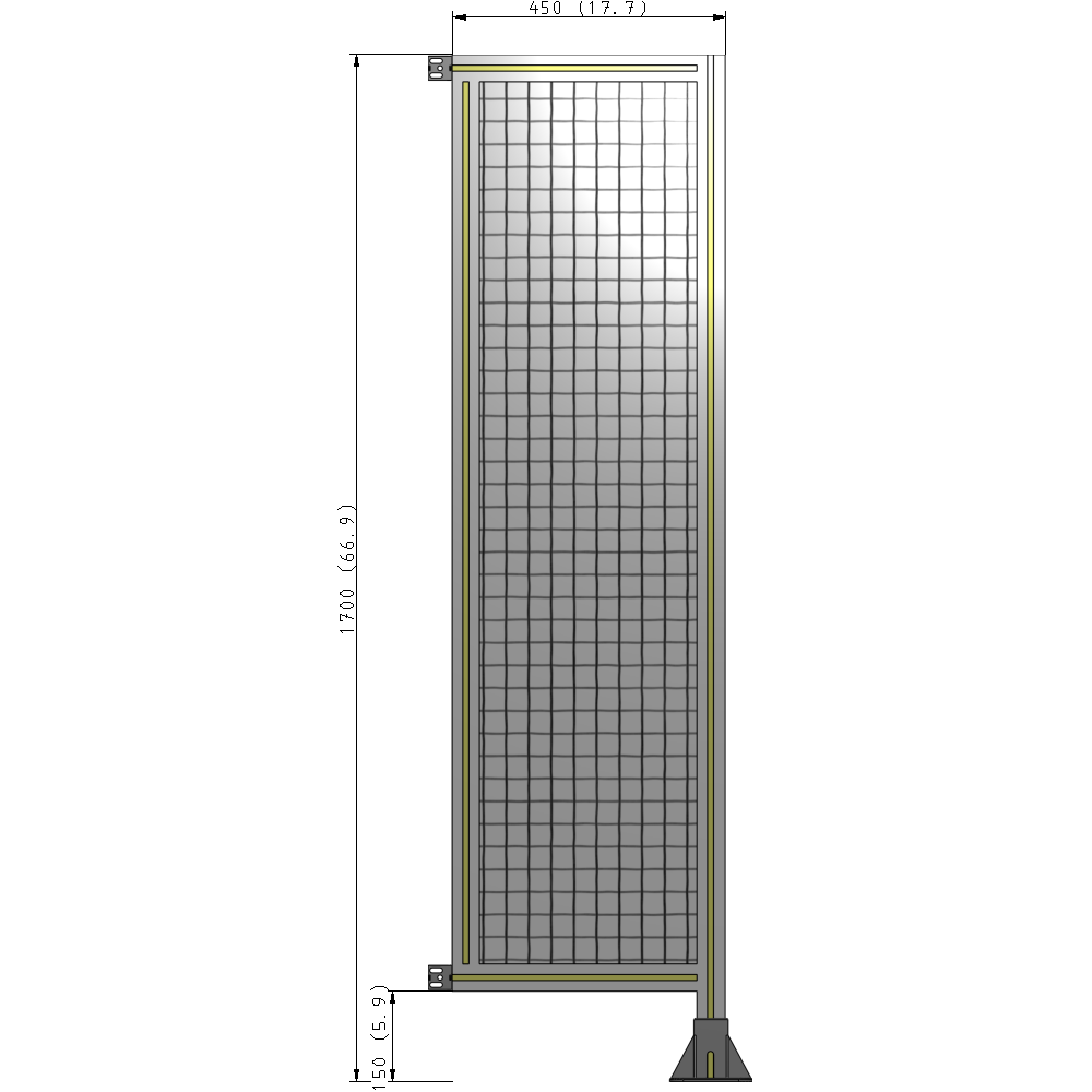 A2-1700-0450-0150-HYMFA SINGLE PANEL-LEG ON RIGHT WITH HINGES 1700MM X 450MM 1" MESH, FULLY ASSEMBLED