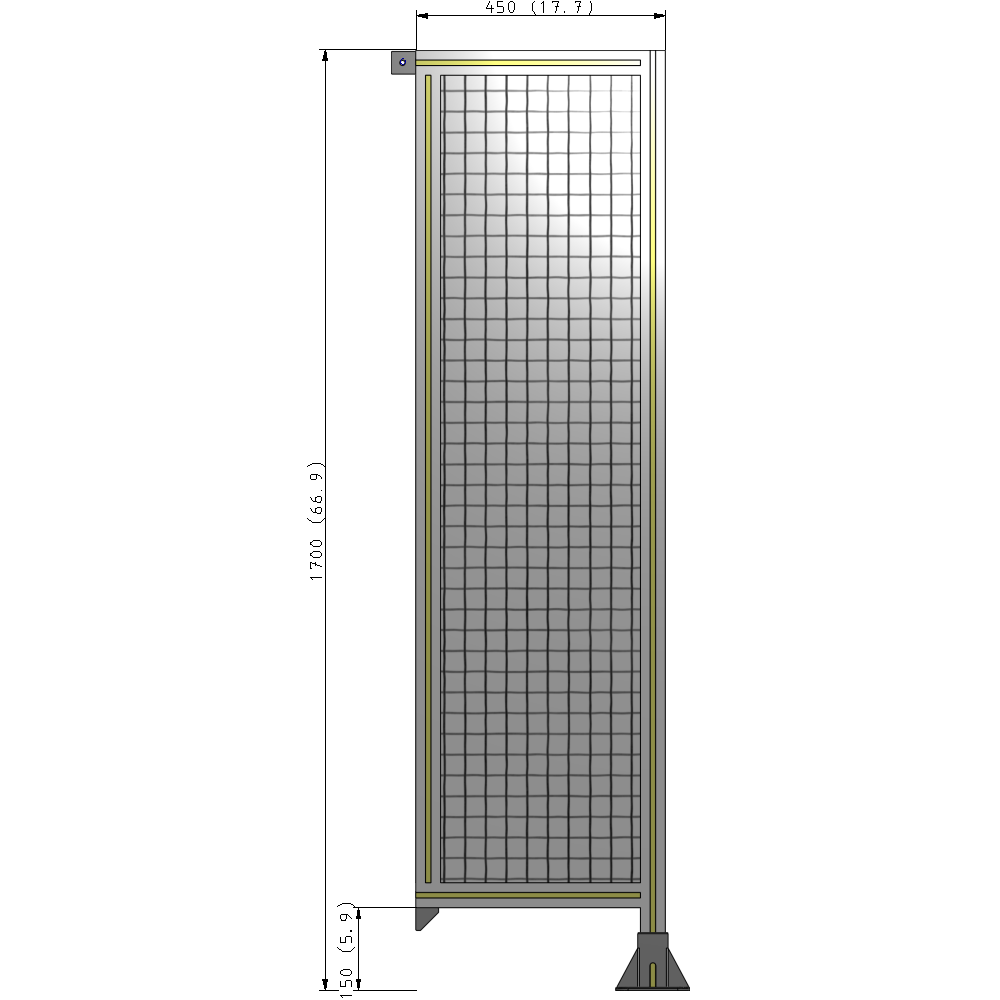 A2-1700-0450-0150-TYMFK SINGLE PANEL-LEG ON RIGHT WITH TIE PLATES AND ANGLE 1700MM X 450MM 1" MESH, AS A KIT