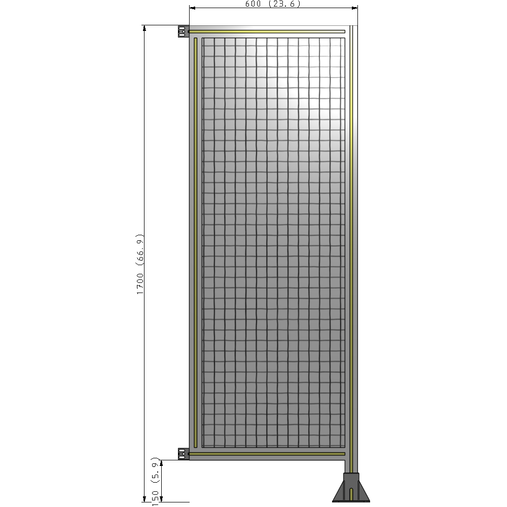 A2-1700-0600-0150-HYMFK SINGLE PANEL-LEG ON RIGHT WITH HINGES 1700MM X 600MM 1" MESH, AS A KIT