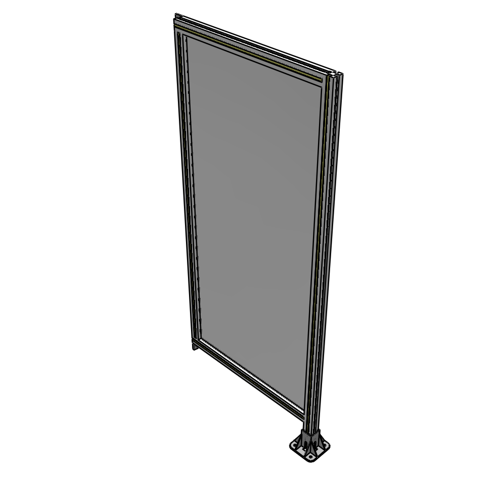 A2-1700-0750-0150-TYPFA SINGLE PANEL-LEG ON RIGHT WITH TIE PLATES AND ANGLE 1700MM X 750MM 1/4" POLYCARBONATE, ASSEMBLED