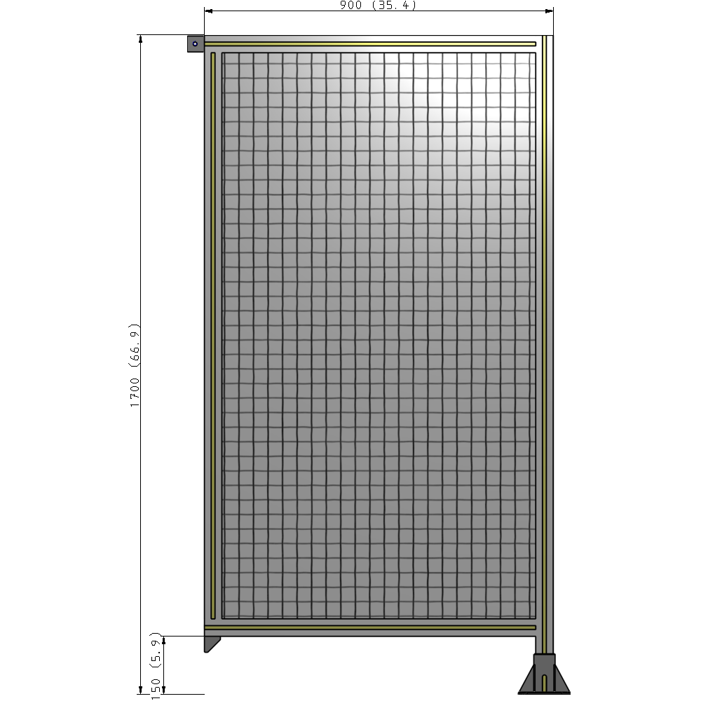 A2-1700-0900-0150-TYMFK SINGLE PANEL-LEG ON RIGHT WITH TIE PLATES AND ANGLE 1700MM X 900MM 1" MESH, AS A KIT