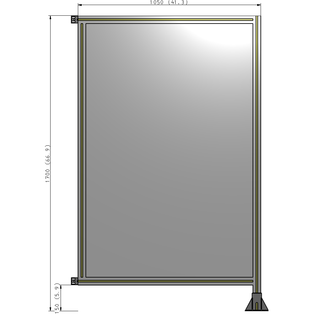 A2-1700-1050-0150-HYPFA SINGLE PANEL-LEG ON RIGHT WITH HINGES 1700MM X 1050MM 1/4" POLYCARBONATE, FULLY ASSEMBLED