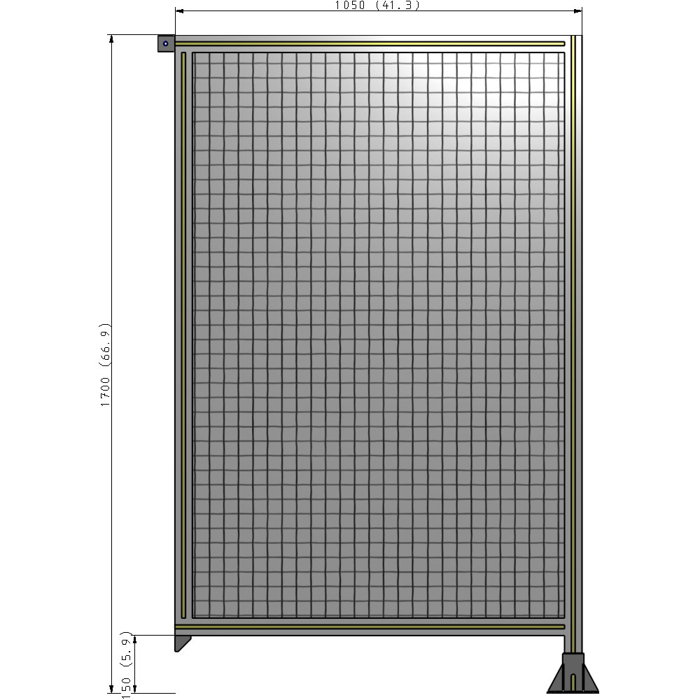 A2-1700-1050-0150-TYMFK SINGLE PANEL-LEG ON RIGHT WITH TIE PLATES AND ANGLE 1700MM X 1050MM 1" MESH, AS A KIT