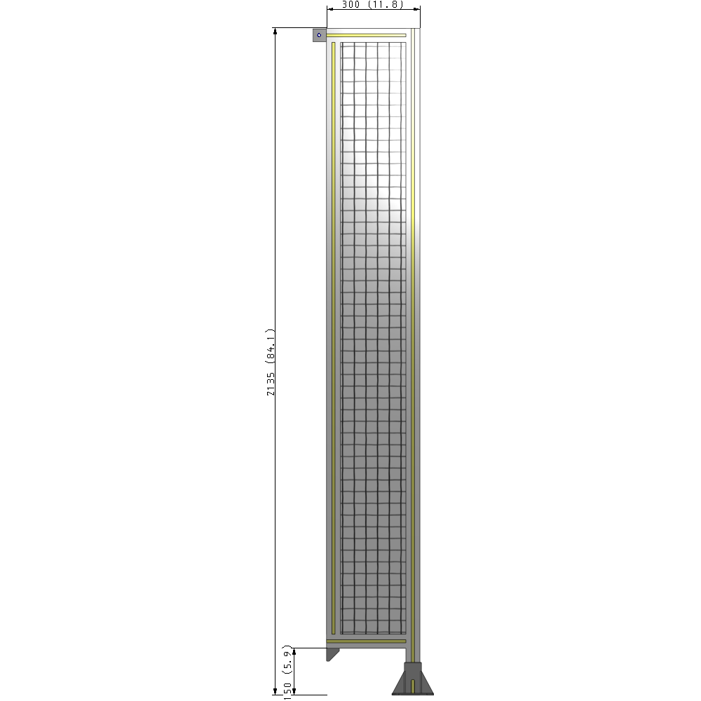 A2-2135-0300-0150-TYMFK SINGLE PANEL-LEG ON RIGHT WITH TIE PLATES AND ANGLE 2135MM X 300MM 1" MESH, AS A KIT