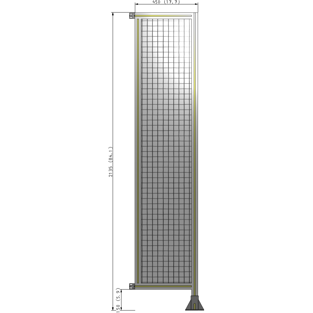 A2-2135-0450-0150-HYMFA SINGLE PANEL-LEG ON RIGHT WITH HINGES 2135MM X 450MM 1" MESH, FULLY ASSEMBLED