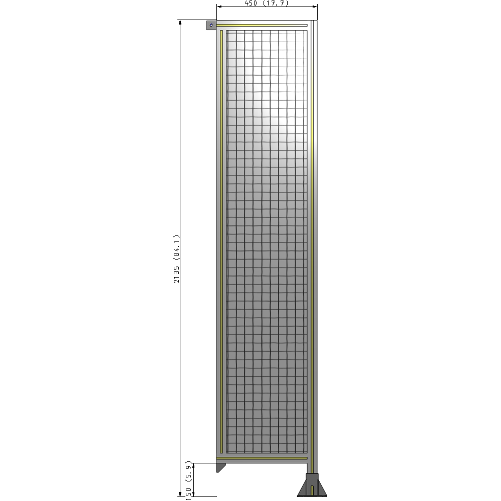 A2-2135-0450-0150-TYMFK SINGLE PANEL-LEG ON RIGHT WITH TIE PLATES AND ANGLE 2135MM X 450MM 1" MESH, AS A KIT
