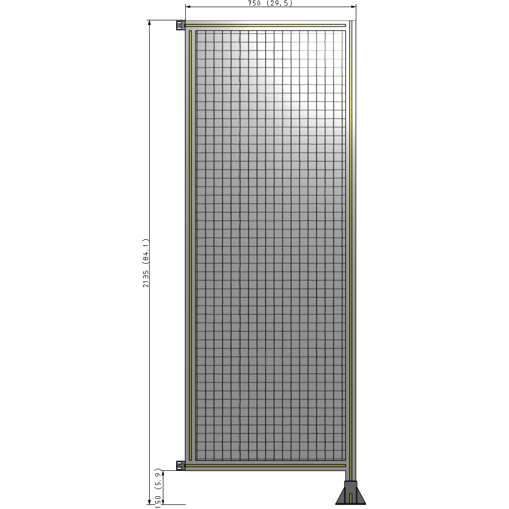 A2-2135-0750-0150-HYMFK SINGLE PANEL-LEG ON RIGHT WITH HINGES 2135MM X 750MM 1" MESH, AS A KIT