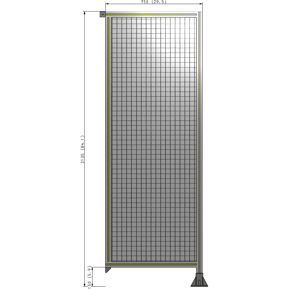 A2-2135-0750-0150-TYMFA SINGLE PANEL-LEG ON RIGHT WITH TIE PLATES AND ANGLE 2135MM X 750MM 1" MESH, FULLY ASSEMBLED