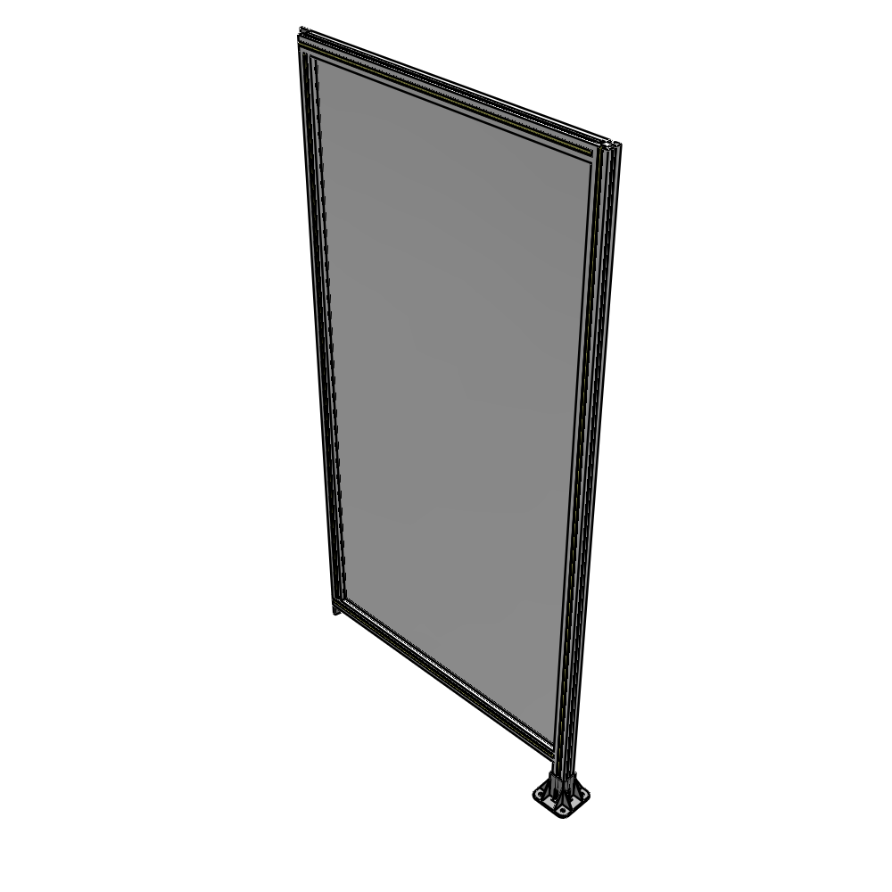 A2-2135-1050-0150-TYPFA SINGLE PANEL-LEG ON RIGHT WITH TIE PLATES AND ANGLE 2135MM X 1050MM 1/4" POLYCARBONATE, ASSEMBLED
