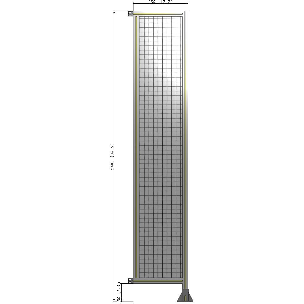 A2-2400-0450-0150-HYMFK SINGLE PANEL-LEG ON RIGHT WITH HINGES 2400MM X 450MM 1" MESH, AS A KIT