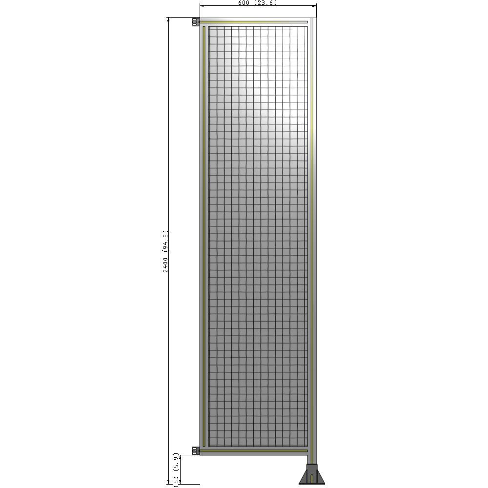 A2-2400-0600-0150-HYMFK SINGLE PANEL-LEG ON RIGHT WITH HINGES 2400MM X 600MM 1" MESH, AS A KIT