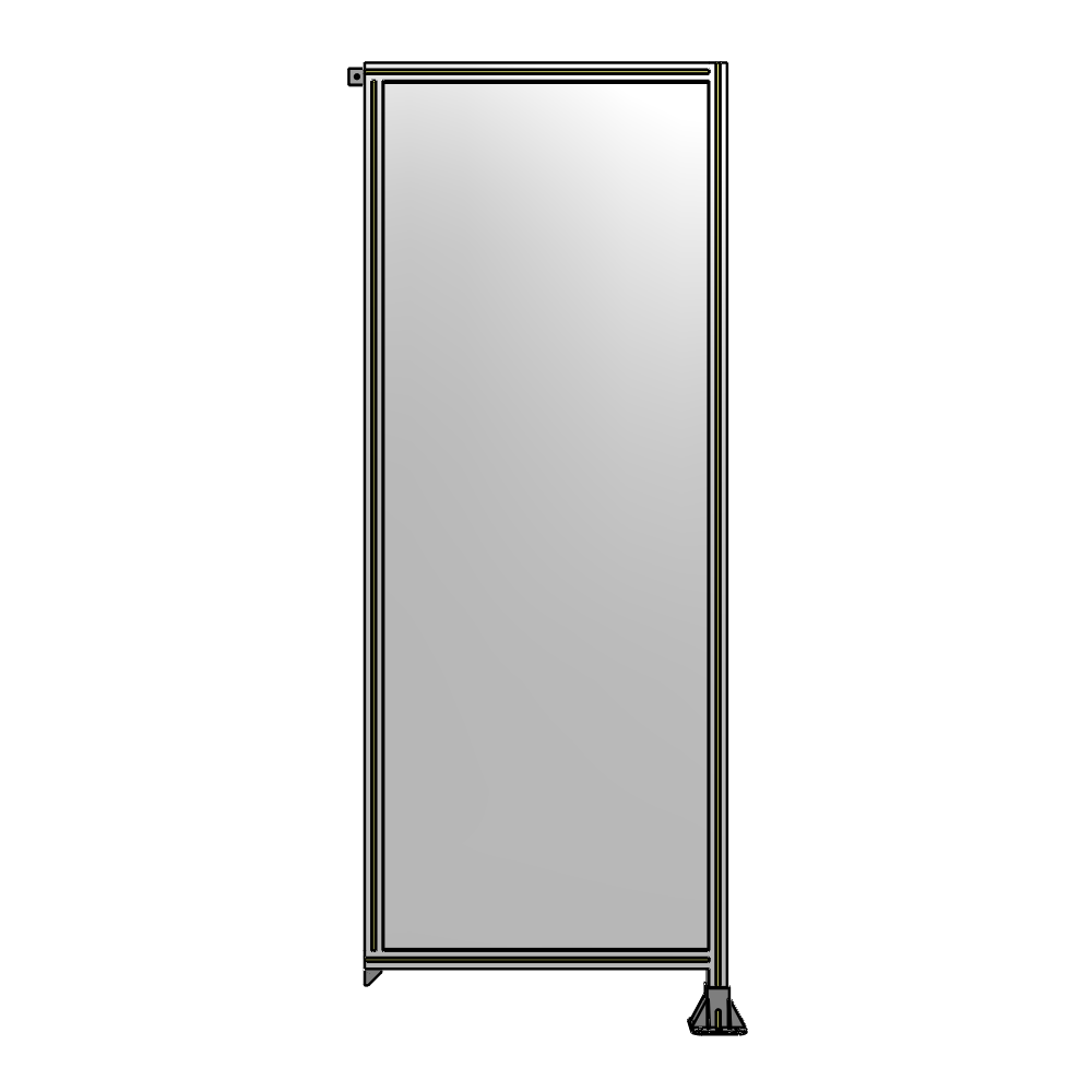 A2-2400-0900-0150-TYPFA SINGLE PANEL-LEG ON RIGHT WITH TIE PLATES AND ANGLE 2400MM X 900MM 1/4" POLYCARBONATE, ASSEMBLED