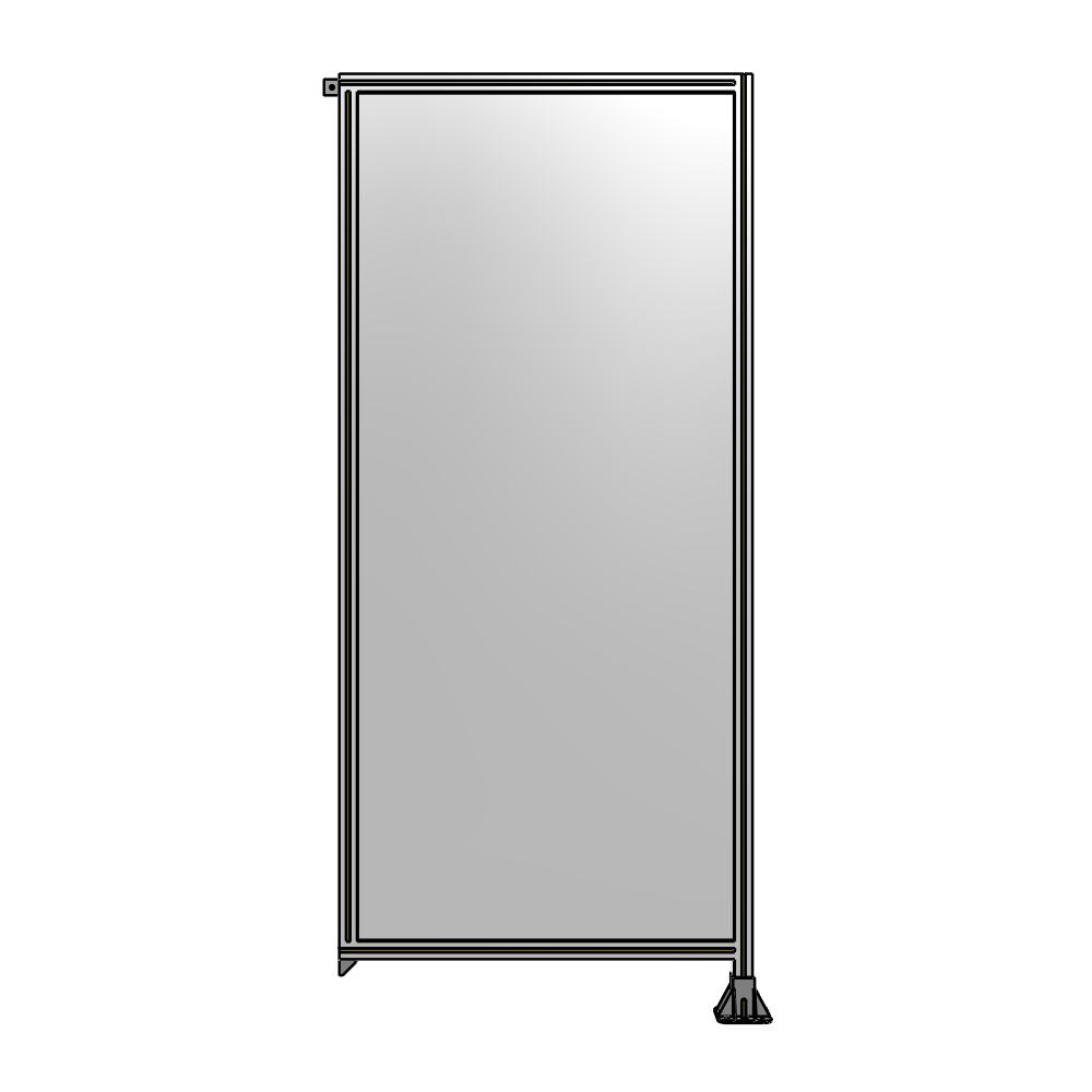 A2-2400-1050-0150-TYPFA SINGLE PANEL-LEG ON RIGHT WITH TIE PLATES AND ANGLE 2400MM X 1050MM 1/4" POLYCARBONATE, ASSEMBLED