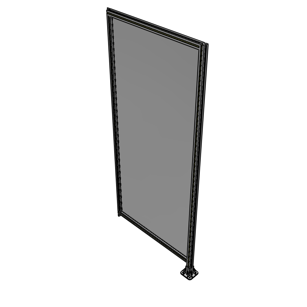 A2-2400-1050-0150-TYPFA SINGLE PANEL-LEG ON RIGHT WITH TIE PLATES AND ANGLE 2400MM X 1050MM 1/4" POLYCARBONATE, ASSEMBLED