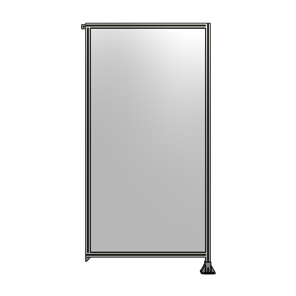 A2-2400-1200-0150-TYPFA SINGLE PANEL-LEG ON RIGHT WITH TIE PLATES AND ANGLE 2400MM X 1200MM  1/4" POLYCARBONATE, ASSEMBLED