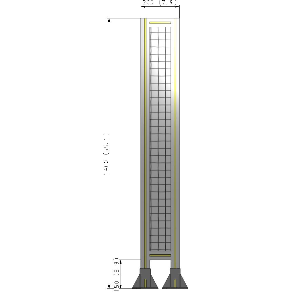 A3-1400-0200-0150-ZYMFK SINGLE PANEL-LEG ON  BOTH SIDES  1400MM X 200MM  1" MESH, AS A KIT