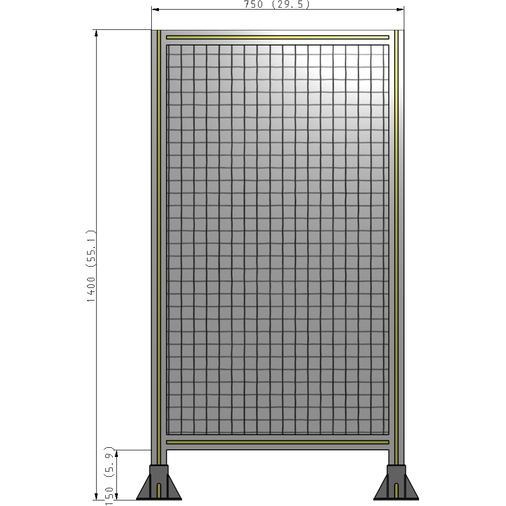 A3-1400-0750-0150-ZYMFK SINGLE PANEL-LEG ON  BOTH SIDES  1400MM X 750MM  1" MESH, AS A KIT