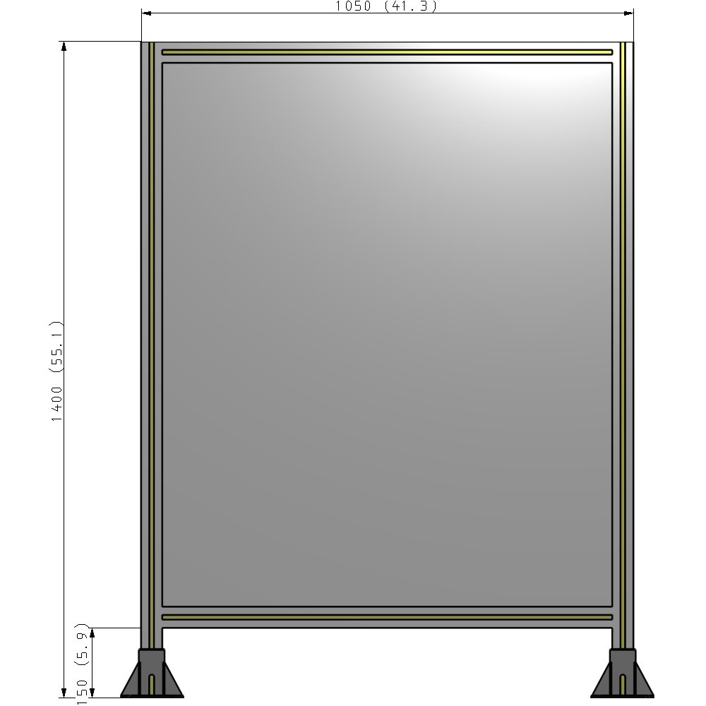 A3-1400-1050-0150-ZYPFK SINGLE PANEL-LEG ON  BOTH SIDES  1400MM X 1050MM  1/4" POLYCARBONATE, AS A KIT