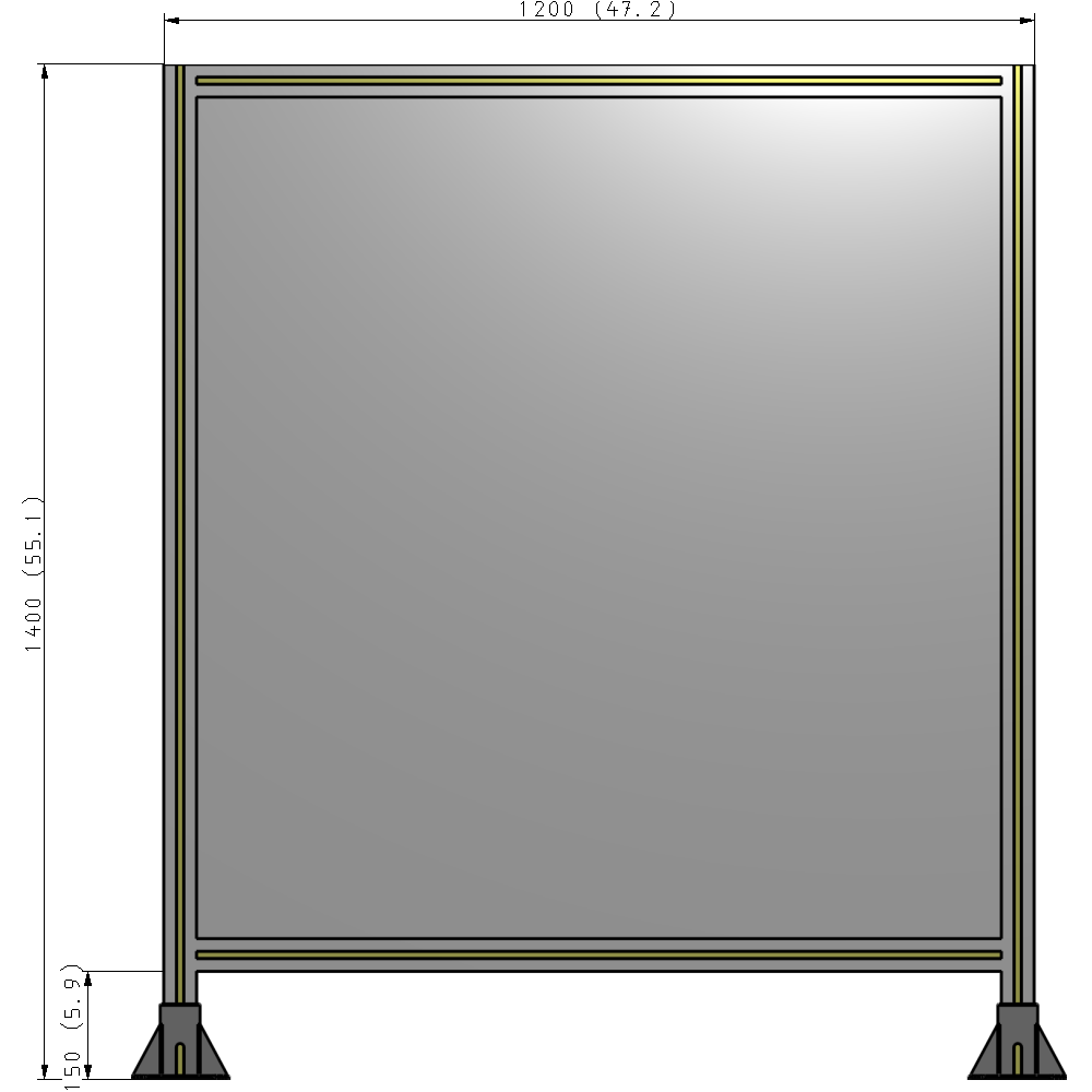 A3-1400-1200-0150-ZYPFA SINGLE PANEL-LEG ON  BOTH SIDES  1400MM X 1200MM  1/4" POLYCARBONATE, FULLY ASSEMBLED